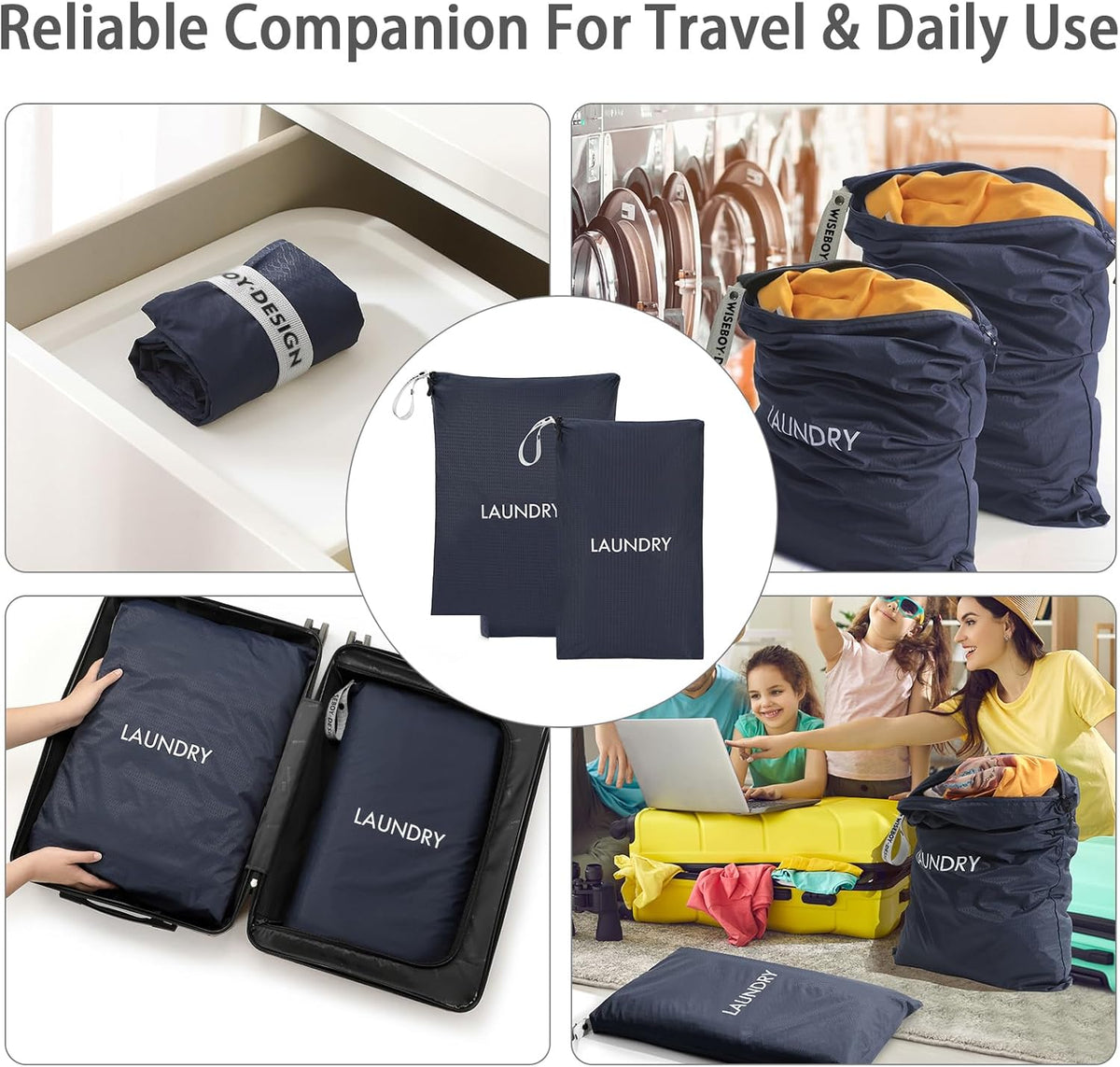 2-Pack Travel Laundry Bags | Washable Wet Dry Bags for Gym | Odor-Resistant Dirty Clothes Organizer | Waterproof Swimsuit & Workout Gear Pouch with Heavy-Duty Zipper