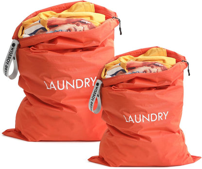 2-Pack Travel Laundry Bags | Washable Wet Dry Bags for Gym | Odor-Resistant Dirty Clothes Organizer | Waterproof Swimsuit & Workout Gear Pouch with Heavy-Duty Zipper