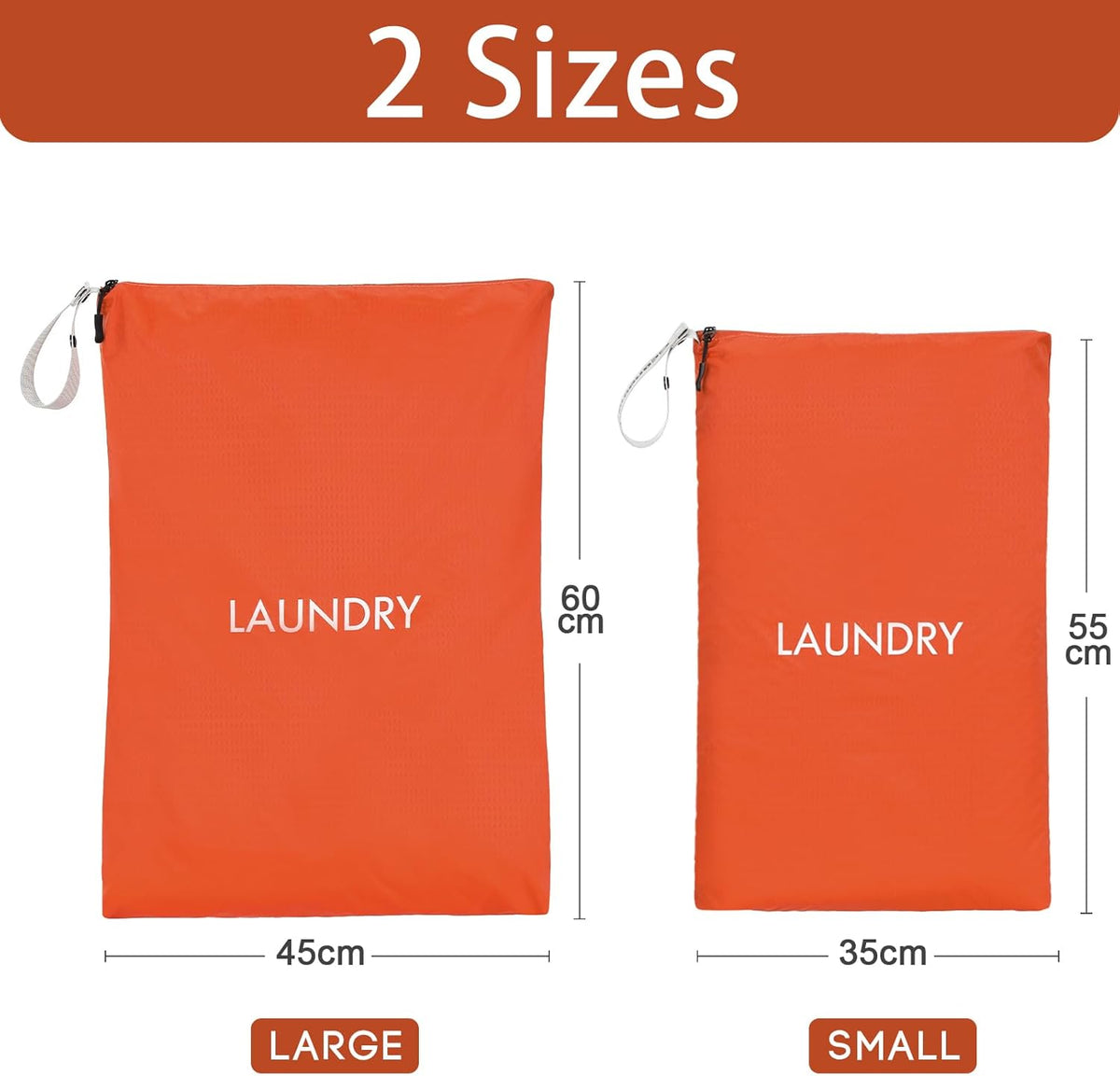 2-Pack Travel Laundry Bags | Washable Wet Dry Bags for Gym | Odor-Resistant Dirty Clothes Organizer | Waterproof Swimsuit & Workout Gear Pouch with Heavy-Duty Zipper