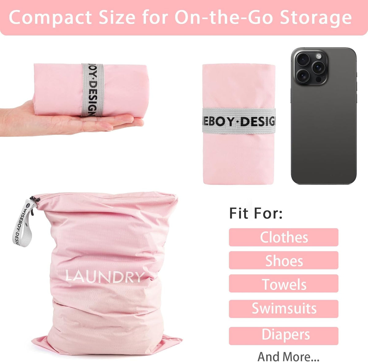 2-Pack Travel Laundry Bags | Washable Wet Dry Bags for Gym | Odor-Resistant Dirty Clothes Organizer | Waterproof Swimsuit & Workout Gear Pouch with Heavy-Duty Zipper