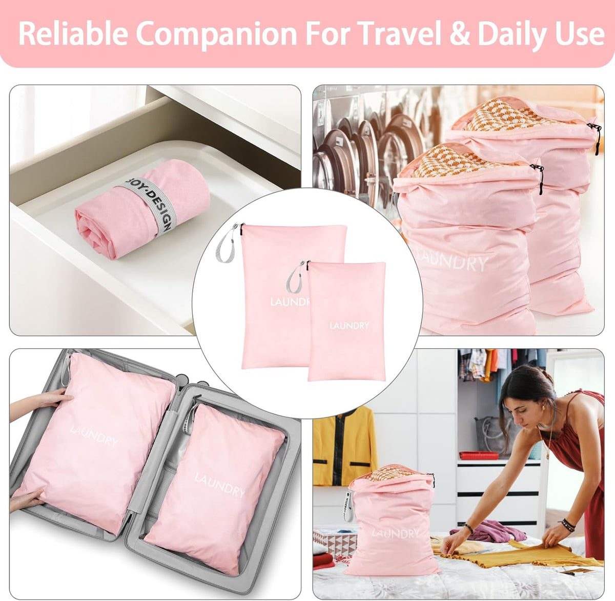 2-Pack Travel Laundry Bags | Washable Wet Dry Bags for Gym | Odor-Resistant Dirty Clothes Organizer | Waterproof Swimsuit & Workout Gear Pouch with Heavy-Duty Zipper