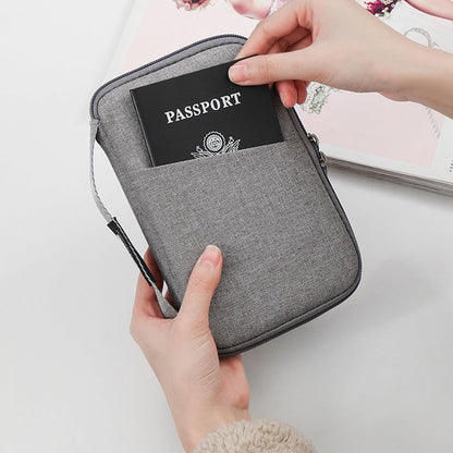 Multi-pocket Travel Passport Holder, Oxford Fabric Document Organizer Wallet with Credit Card Slots and Ticket Compartments