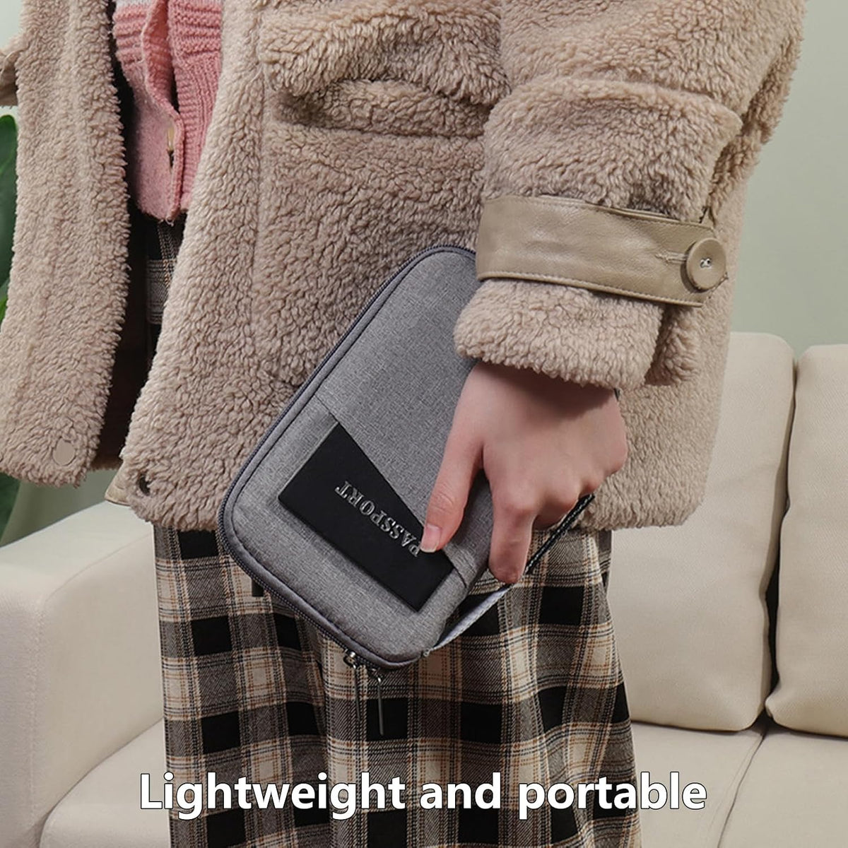 Multi-pocket Travel Passport Holder, Oxford Fabric Document Organizer Wallet with Credit Card Slots and Ticket Compartments