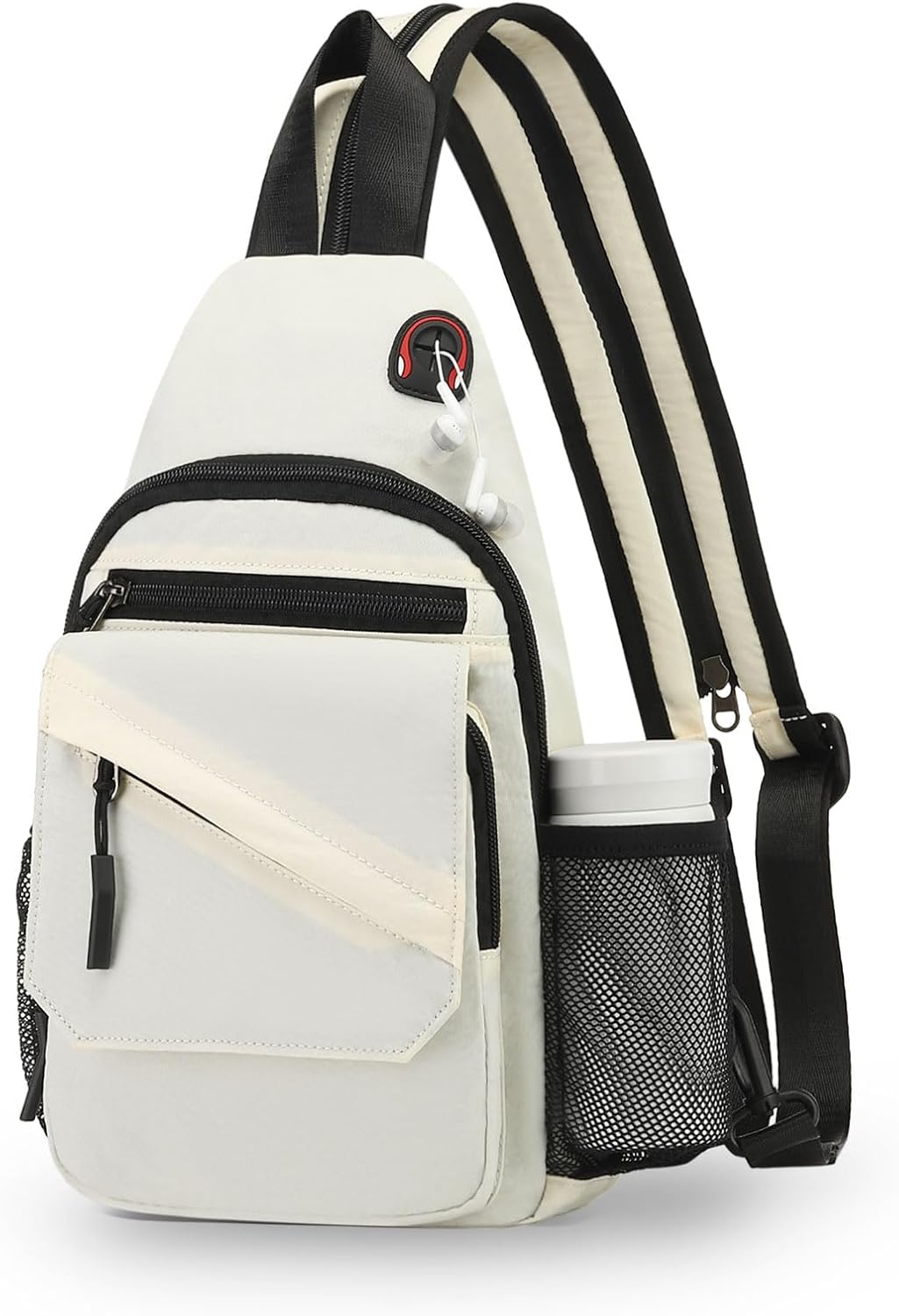Small Crossbody Bag Casual Sling Bag for Men, Convertible Backpack, 3-in-1 Anti-Theft Shoulder Bag Trendy Daypack for Travel, Black