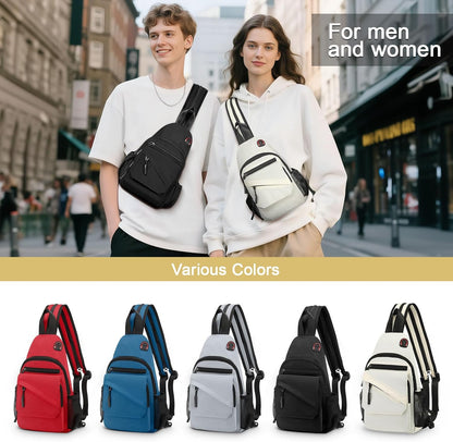Small Crossbody Bag Casual Sling Bag for Men, Convertible Backpack, 3-in-1 Anti-Theft Shoulder Bag Trendy Daypack for Travel, Black