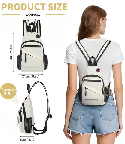Small Crossbody Bag Casual Sling Bag for Men, Convertible Backpack, 3-in-1 Anti-Theft Shoulder Bag Trendy Daypack for Travel, Black