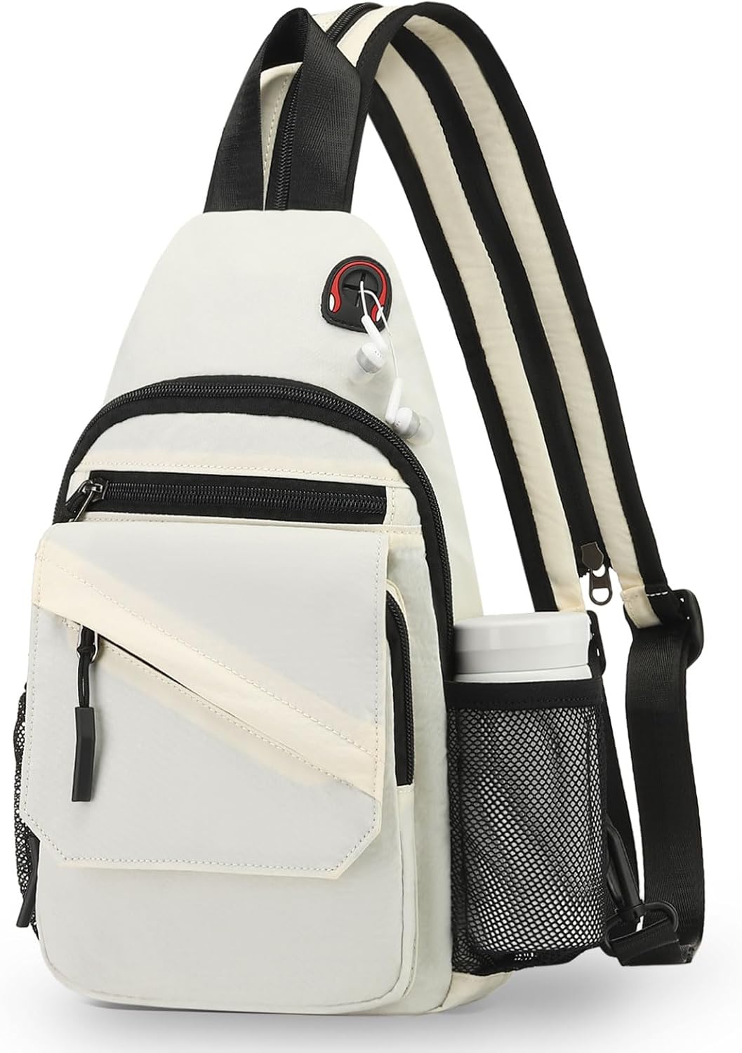Small Crossbody Bag Casual Sling Bag for Men, Convertible Backpack, 3-in-1 Anti-Theft Shoulder Bag Trendy Daypack for Travel, Black