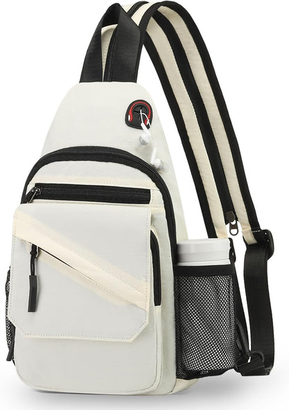 Small Crossbody Bag Casual Sling Bag for Men, Convertible Backpack, 3-in-1 Anti-Theft Shoulder Bag Trendy Daypack for Travel, Black