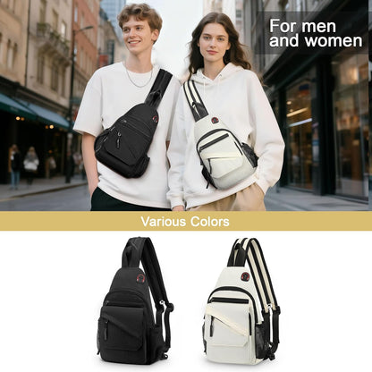 Small Crossbody Bag Casual Sling Bag for Men, Convertible Backpack, 3-in-1 Anti-Theft Shoulder Bag Trendy Daypack for Travel, Black