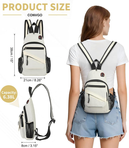 Small Crossbody Bag Casual Sling Bag for Men, Convertible Backpack, 3-in-1 Anti-Theft Shoulder Bag Trendy Daypack for Travel, Black