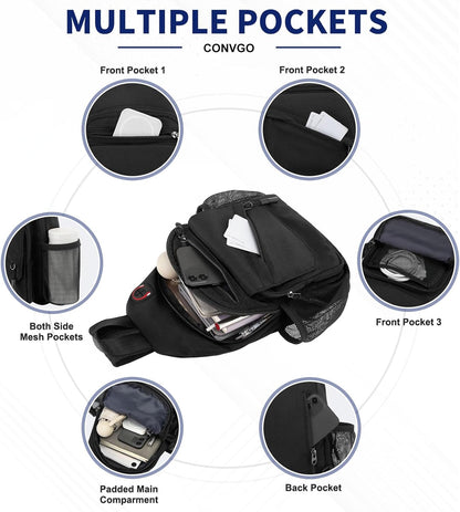 Small Crossbody Bag Casual Sling Bag for Men, Convertible Backpack, 3-in-1 Anti-Theft Shoulder Bag Trendy Daypack for Travel, Black