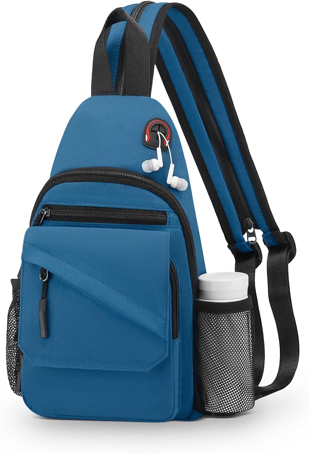 Small Crossbody Bag Casual Sling Bag for Men, Convertible Backpack, 3-in-1 Anti-Theft Shoulder Bag Trendy Daypack for Travel, Black