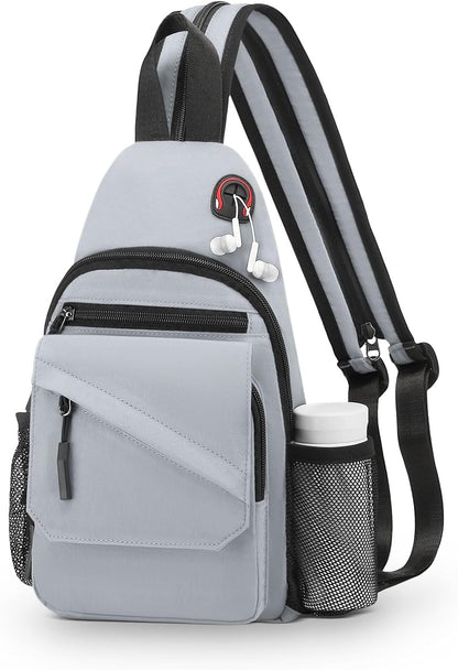 Small Crossbody Bag Casual Sling Bag for Men, Convertible Backpack, 3-in-1 Anti-Theft Shoulder Bag Trendy Daypack for Travel, Black
