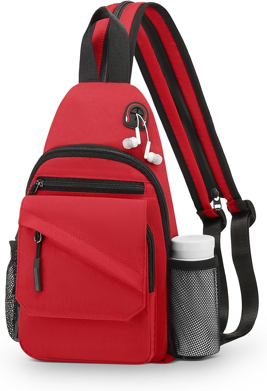 Small Crossbody Bag Casual Sling Bag for Men, Convertible Backpack, 3-in-1 Anti-Theft Shoulder Bag Trendy Daypack for Travel, Black