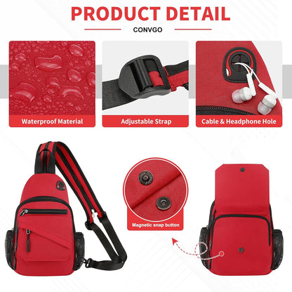 Small Crossbody Bag Casual Sling Bag for Men, Convertible Backpack, 3-in-1 Anti-Theft Shoulder Bag Trendy Daypack for Travel, Black
