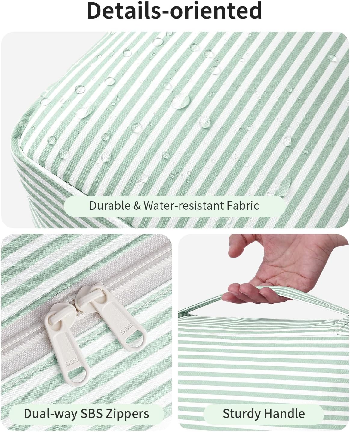 Large Hanging Travel Toiletry Bag for Women, Makeup Bag Organizer Cosmetic Bags Make Up Bags for Travel Toiletries Size Essentials Accessories (Dusty Pink Stripe)