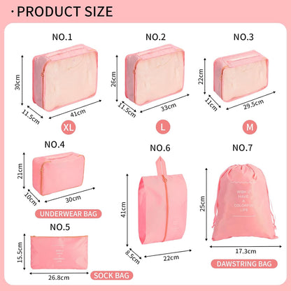 Packing Cubes for Suitcases, Travel Luggage Organizer Bags, Suitcase Organizer Bags Set for Carry on Luggage Travel Essentials, Pink