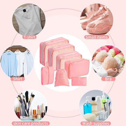 Packing Cubes for Suitcases, Travel Luggage Organizer Bags, Suitcase Organizer Bags Set for Carry on Luggage Travel Essentials, Pink