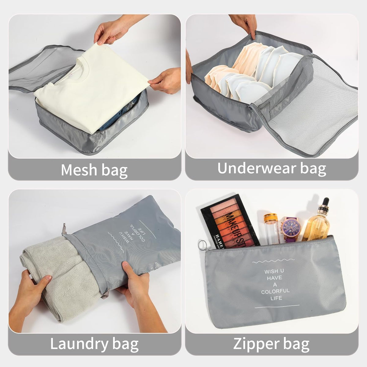 Packing Cubes for Suitcases, Travel Luggage Organizer Bags, Suitcase Organizer Bags Set for Carry on Luggage Travel Essentials, Pink
