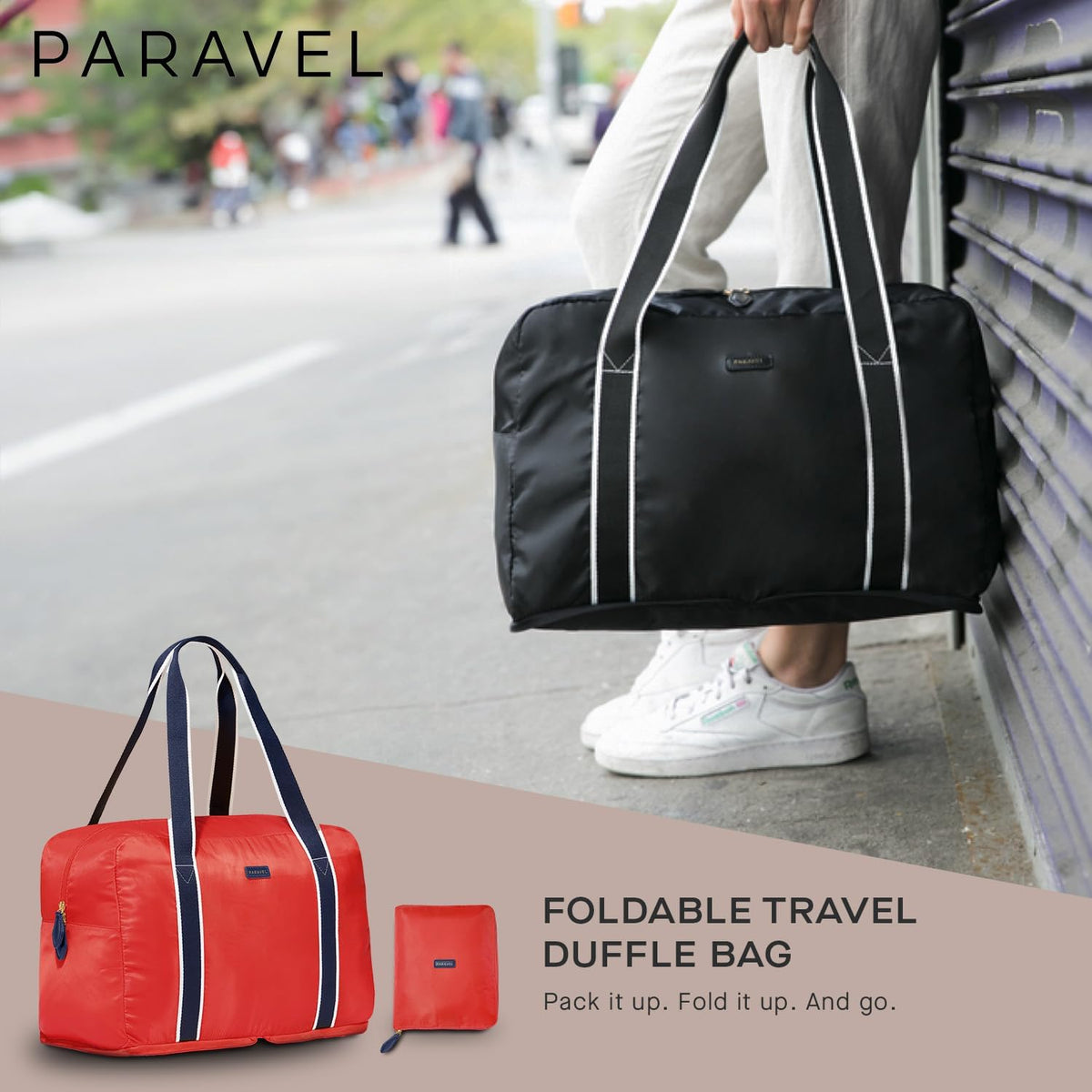 Foldable Duffle Bag for Travel | Lightweight, Water-Resistant, Multifunctional Carry On Bag | Sustainable and Durable Nylon