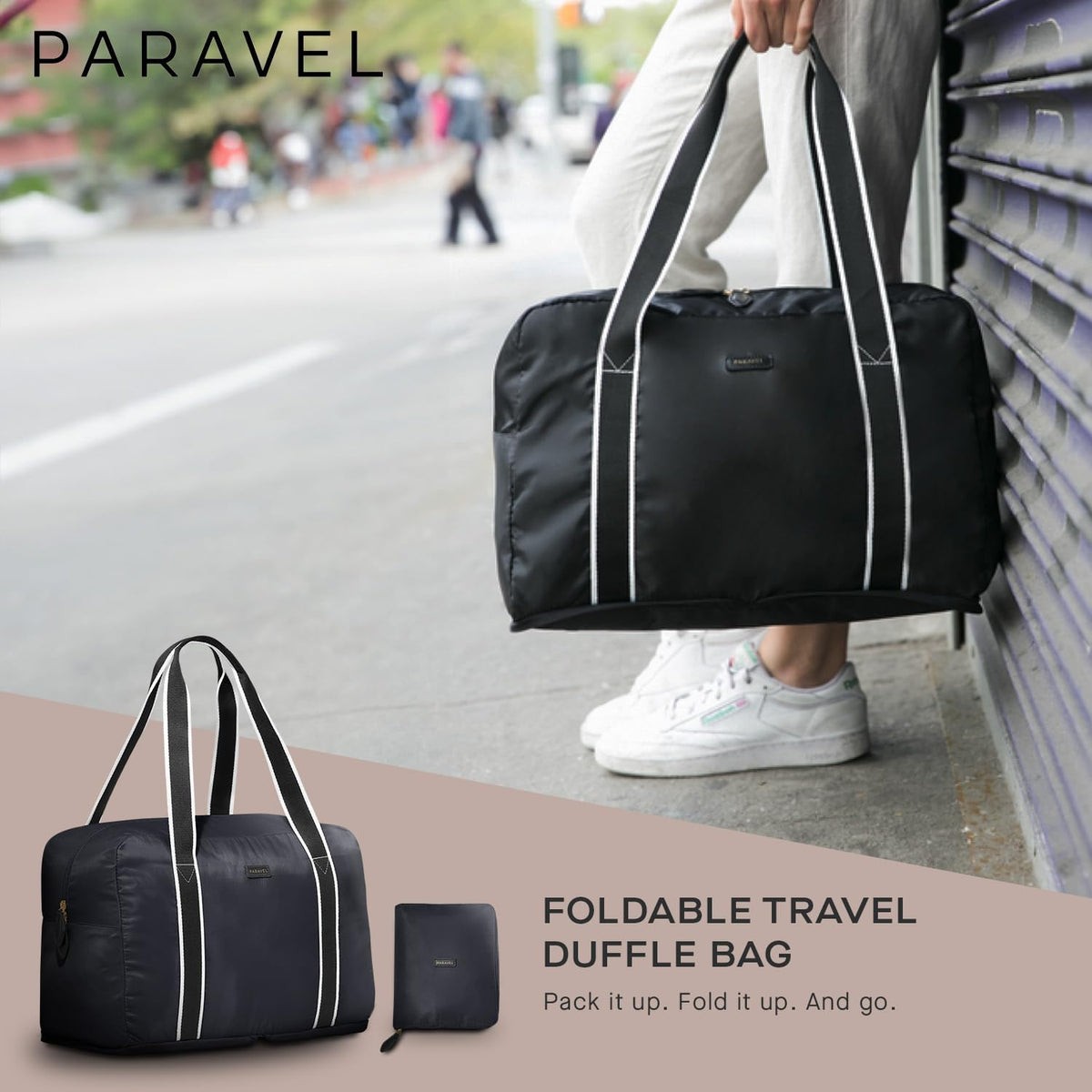 Foldable Duffle Bag for Travel | Lightweight, Water-Resistant, Multifunctional Carry On Bag | Sustainable and Durable Nylon