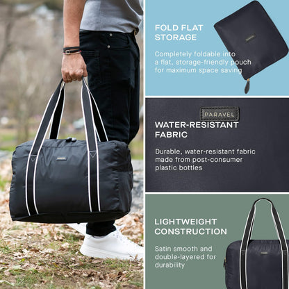 Foldable Duffle Bag for Travel | Lightweight, Water-Resistant, Multifunctional Carry On Bag | Sustainable and Durable Nylon