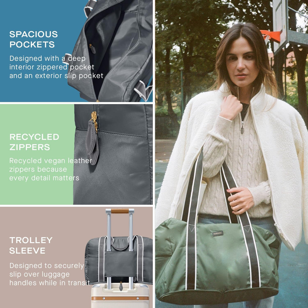 Foldable Duffle Bag for Travel | Lightweight, Water-Resistant, Multifunctional Carry On Bag | Sustainable and Durable Nylon
