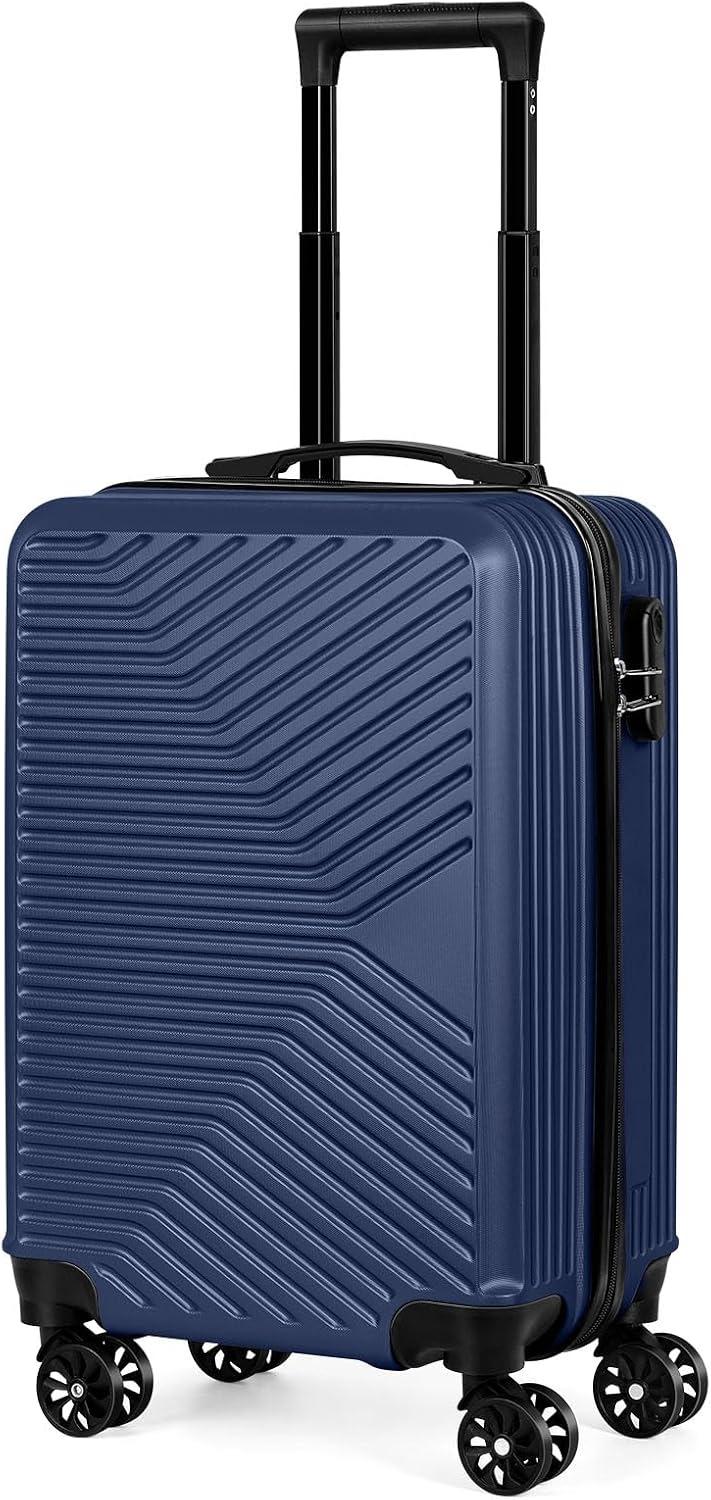 Carry-On Luggage, Lightweight Hardside Suitcase with Spinner Wheels,Airline Approved (Silvery-Triangle pattern)