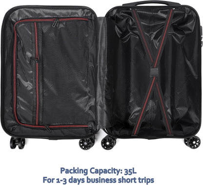 Carry-On Luggage, Lightweight Hardside Suitcase with Spinner Wheels,Airline Approved (Silvery-Triangle pattern)