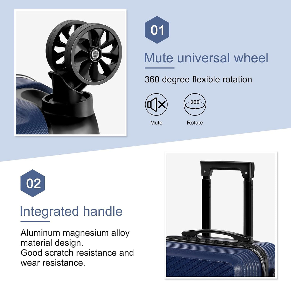 Carry-On Luggage, Lightweight Hardside Suitcase with Spinner Wheels,Airline Approved (Silvery-Triangle pattern)