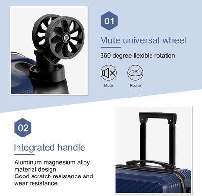 Carry-On Luggage, Lightweight Hardside Suitcase with Spinner Wheels,Airline Approved (Silvery-Triangle pattern)