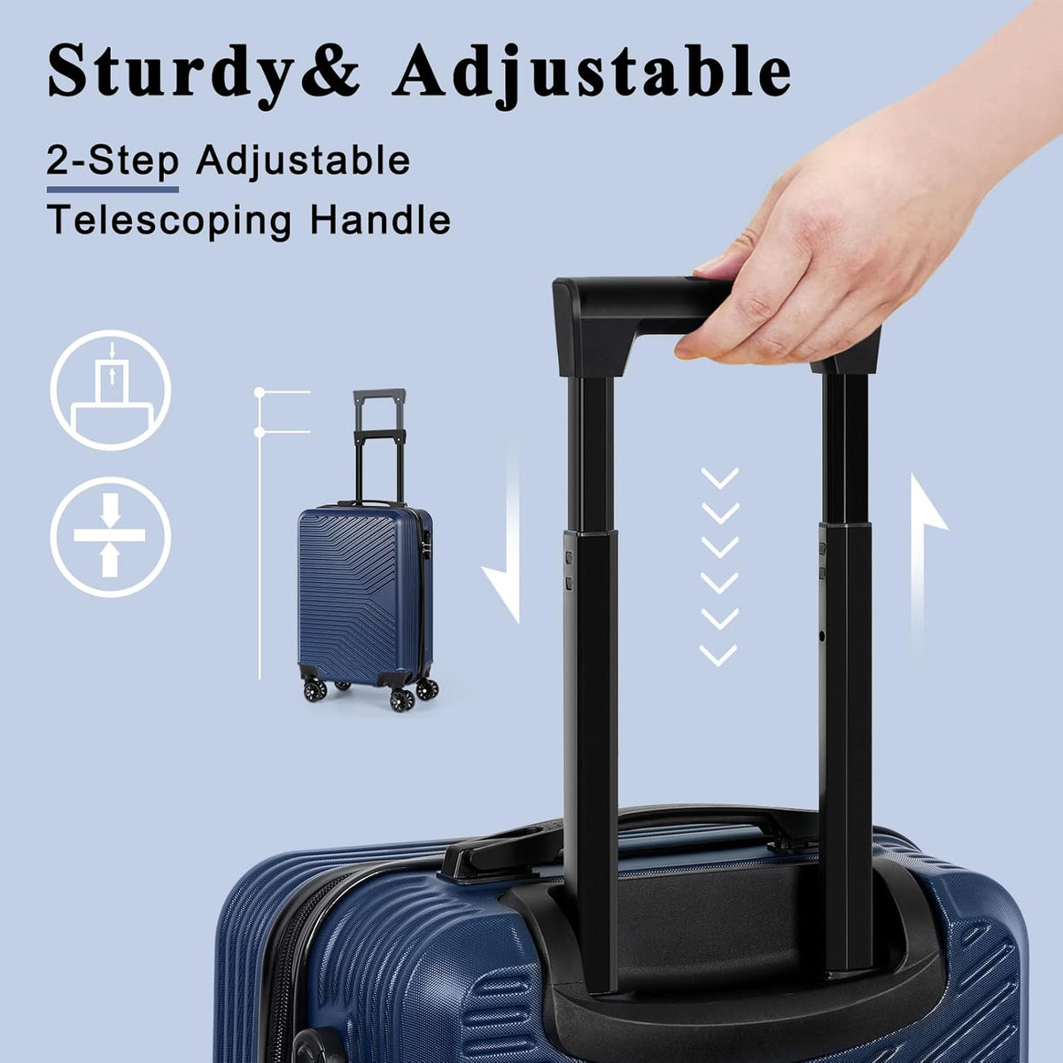 Carry-On Luggage, Lightweight Hardside Suitcase with Spinner Wheels,Airline Approved (Silvery-Triangle pattern)