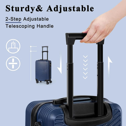Carry-On Luggage, Lightweight Hardside Suitcase with Spinner Wheels,Airline Approved (Silvery-Triangle pattern)