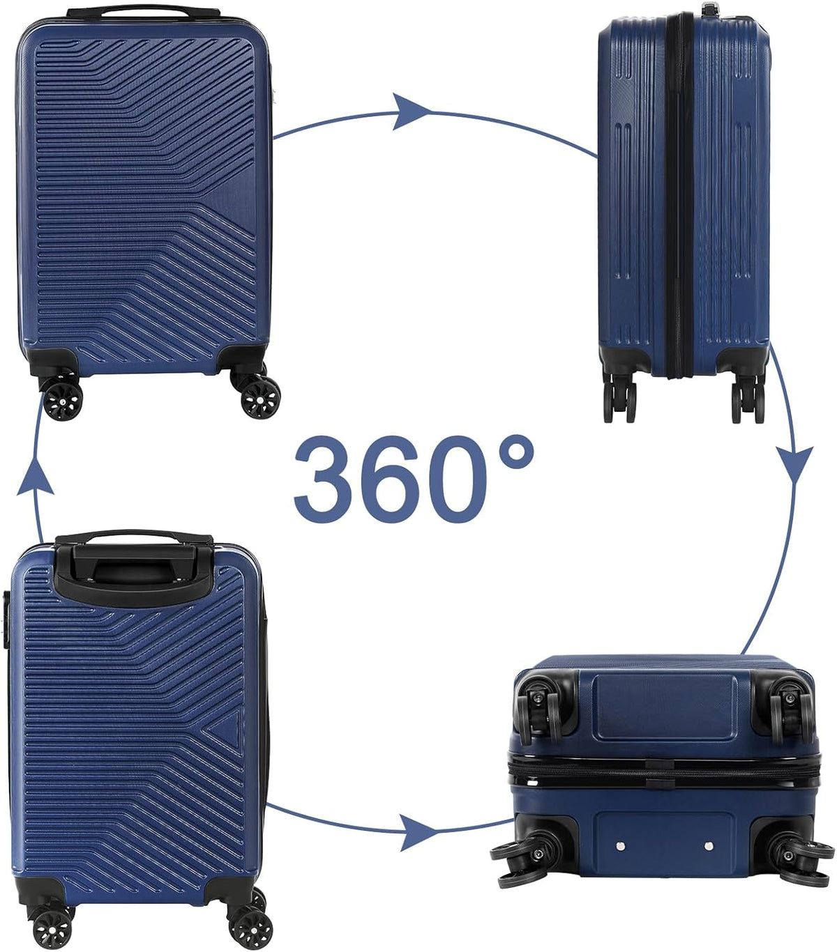 Carry-On Luggage, Lightweight Hardside Suitcase with Spinner Wheels,Airline Approved (Silvery-Triangle pattern)