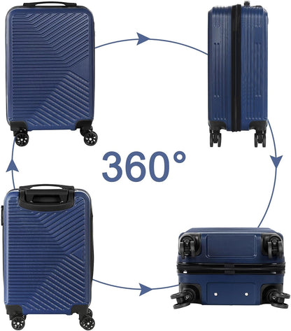 Carry-On Luggage, Lightweight Hardside Suitcase with Spinner Wheels,Airline Approved (Silvery-Triangle pattern)