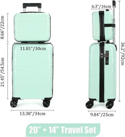 Carry-On Luggage, Lightweight Hardside Suitcase with Spinner Wheels,Airline Approved (Silvery-Triangle pattern)