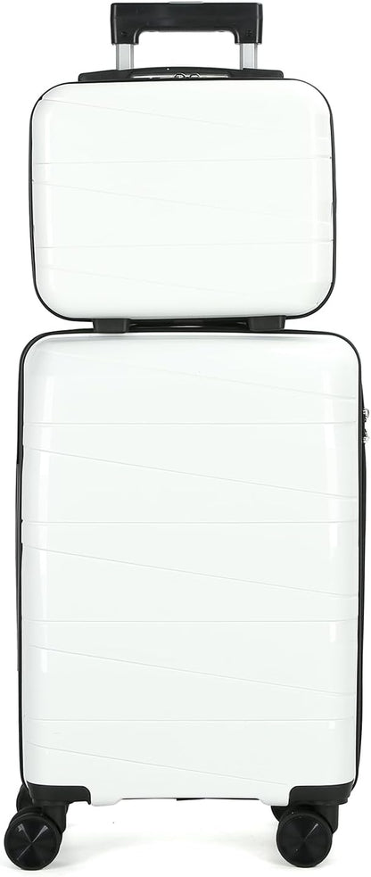 Carry-On Luggage, Lightweight Hardside Suitcase with Spinner Wheels,Airline Approved (Silvery-Triangle pattern)