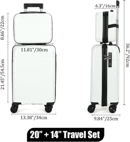 Carry-On Luggage, Lightweight Hardside Suitcase with Spinner Wheels,Airline Approved (Silvery-Triangle pattern)