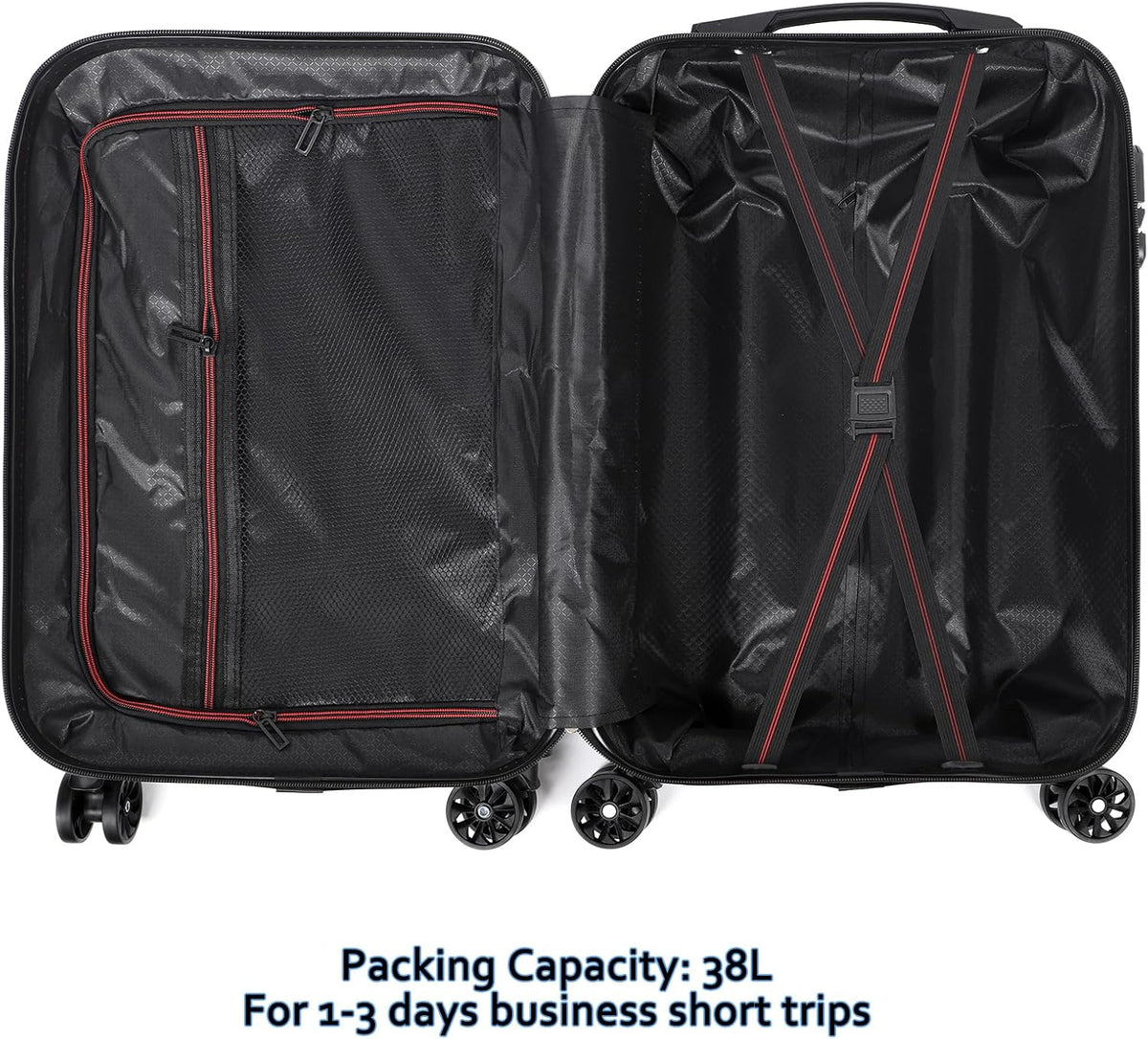 Carry-On Luggage, Lightweight Hardside Suitcase with Spinner Wheels,Airline Approved (Silvery-Triangle pattern)