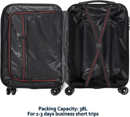 Carry-On Luggage, Lightweight Hardside Suitcase with Spinner Wheels,Airline Approved (Silvery-Triangle pattern)