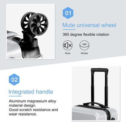 Carry-On Luggage, Lightweight Hardside Suitcase with Spinner Wheels,Airline Approved (Silvery-Triangle pattern)