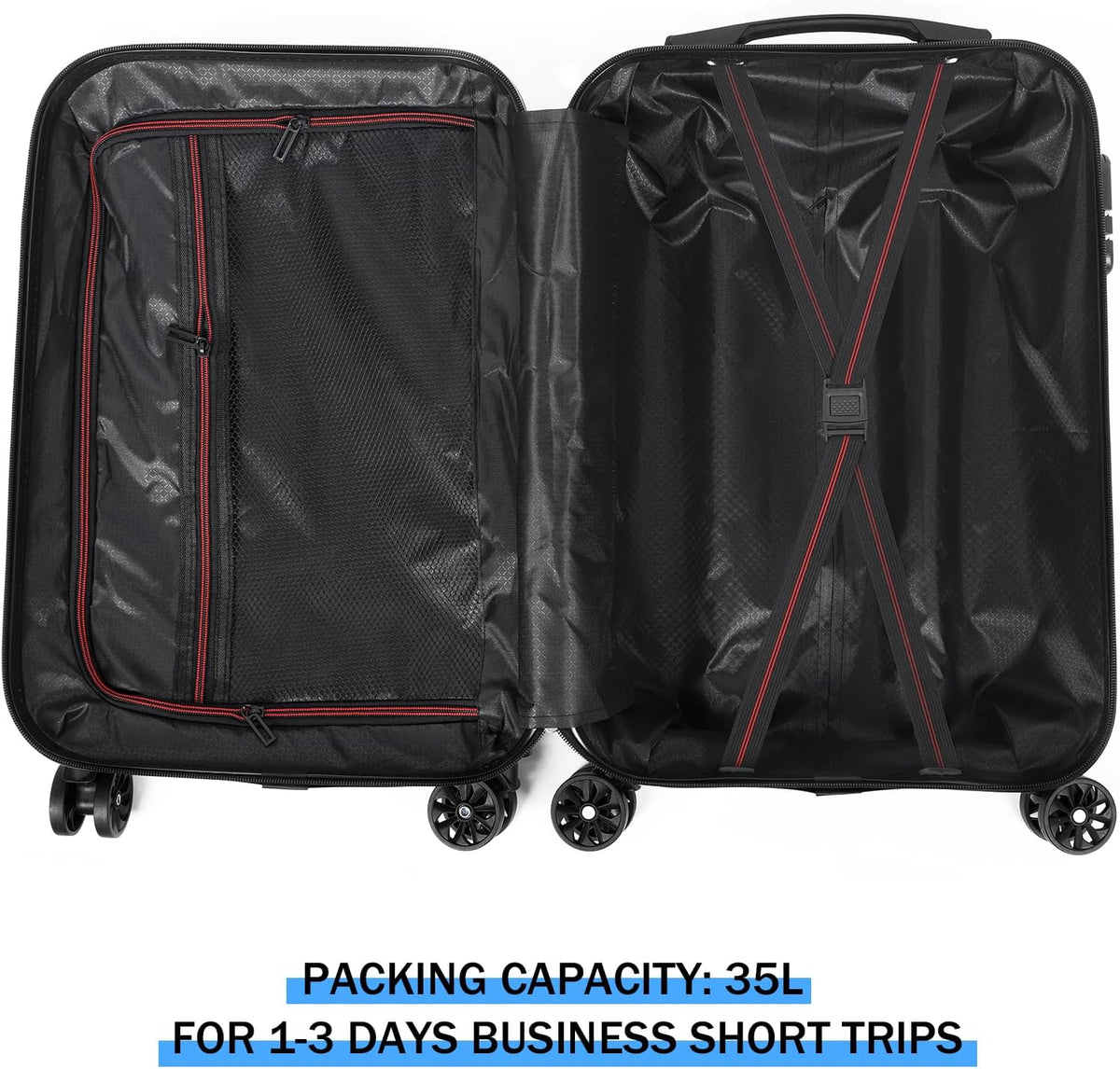Carry-On Luggage, Lightweight Hardside Suitcase with Spinner Wheels,Airline Approved (Silvery-Triangle pattern)
