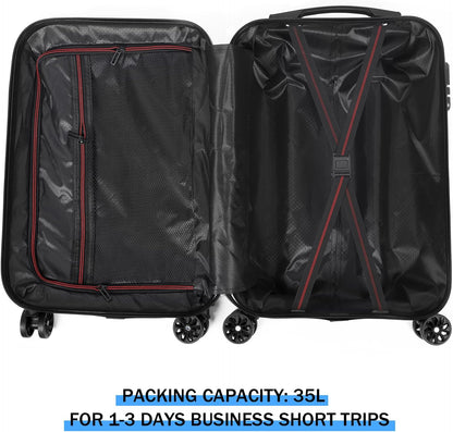 Carry-On Luggage, Lightweight Hardside Suitcase with Spinner Wheels,Airline Approved (Silvery-Triangle pattern)