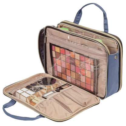 Travel Makeup Bag Stand Up, Portable Cosmetic Organizer, Cosmetic Case for Travel-Size Toiletries, Rosewood-Pink