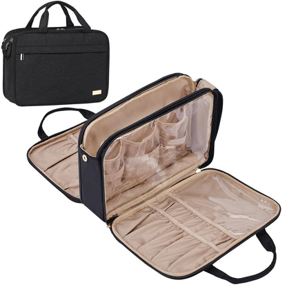 Travel Makeup Bag Stand Up, Portable Cosmetic Organizer, Cosmetic Case for Travel-Size Toiletries, Rosewood-Pink