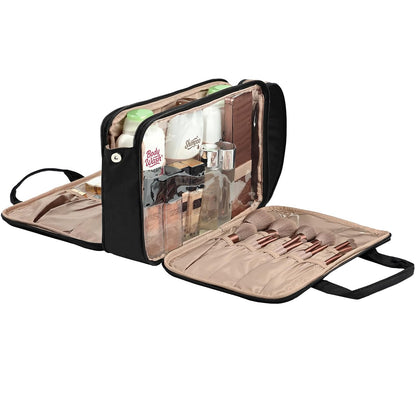 Travel Makeup Bag Stand Up, Portable Cosmetic Organizer, Cosmetic Case for Travel-Size Toiletries, Rosewood-Pink