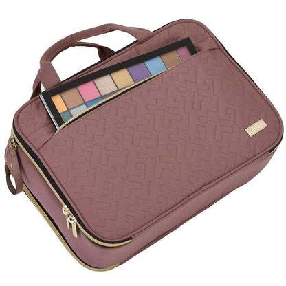 Travel Makeup Bag Stand Up, Portable Cosmetic Organizer, Cosmetic Case for Travel-Size Toiletries, Rosewood-Pink
