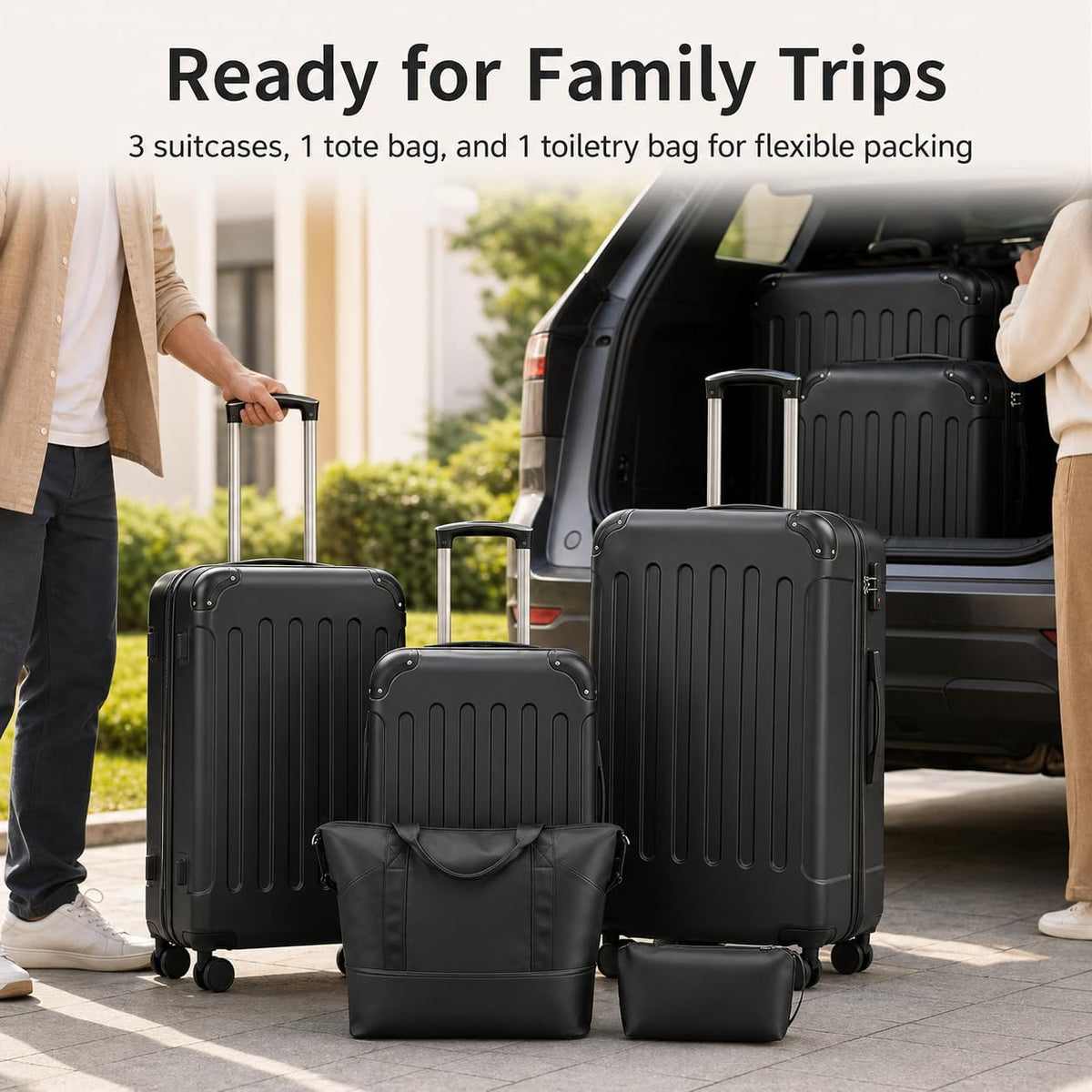 Carry On Luggage 22x14x9 Airline Approved, Hardside Suitcase with Wheels, TSA Approved, Tote Bag, White Brown