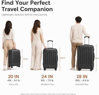 Carry On Luggage 22x14x9 Airline Approved, Hardside Suitcase with Wheels, TSA Approved, Tote Bag, White Brown