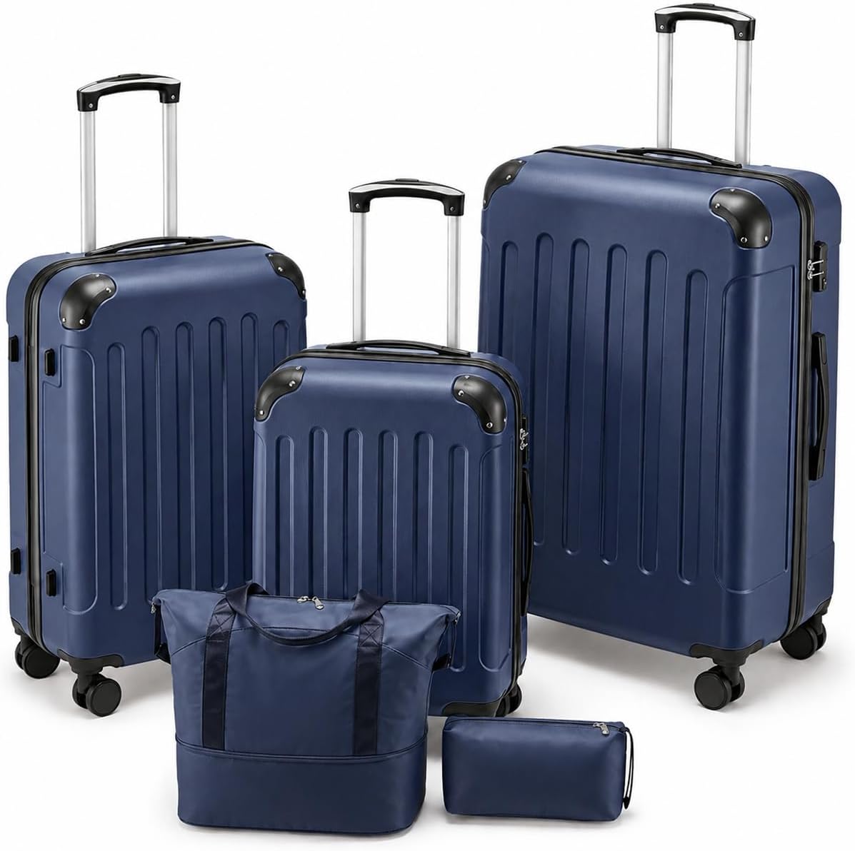 Carry On Luggage 22x14x9 Airline Approved, Hardside Suitcase with Wheels, TSA Approved, Tote Bag, White Brown